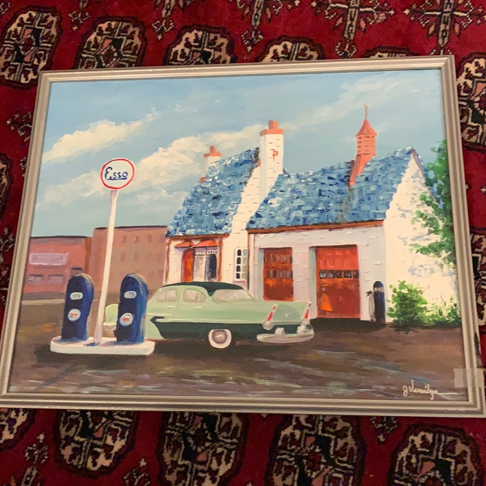 Acrylic on canvas gassing up in the 50s